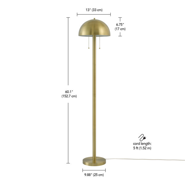 Novogratz x Globe Electric 2-Light Matte Brass Floor Lamp, Double